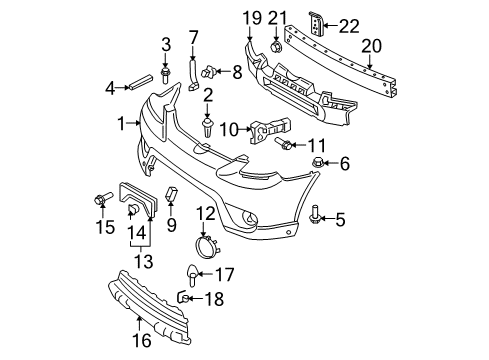 2006 Toyota Matrix Front Bumper Side Support Diagram for 5211502070