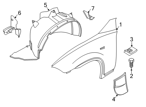 2004 BMW X3 Fender & Components Cover, Side Panel, Primed Left Diagram for 51773413243