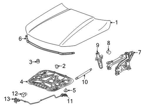 2020 Cadillac CT4 Hood & Components Release Cable Diagram for 84565984