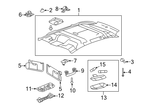 2011 Lincoln MKX Interior Trim - Roof Headliner Rivet Diagram for W711037S300