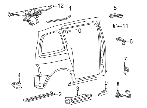 2005 Mercury Monterey Door Hardware Track Diagram for 5F2Z1725016AA