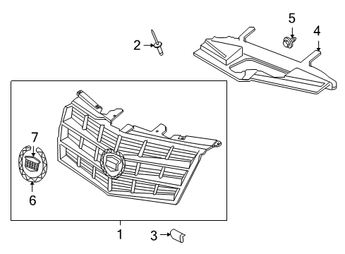 2010 Cadillac CTS Grille & Components Support Diagram for 22845695