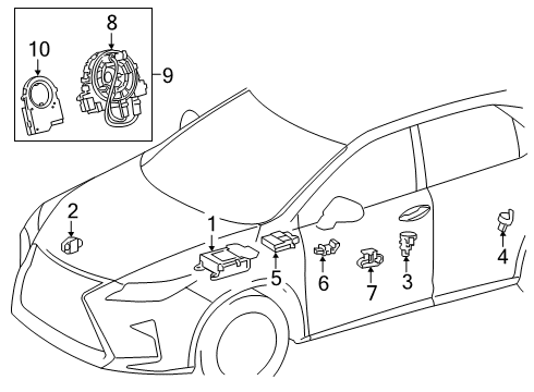 2018 Lexus RX350L Air Bag Components Air Bag Assembly, Curtain Shield Diagram for 6218048090
