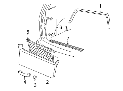 2005 Ford Freestar Interior Trim - Lift Gate Window Trim Diagram for 3F2Z1742410AAC