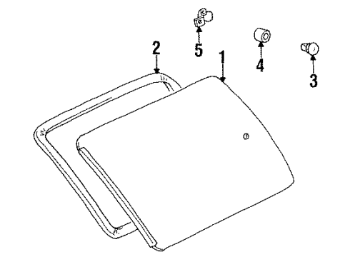 1992 Toyota Previa Side Panel - Glass & Hardware Latch Diagram for 6292028040B0