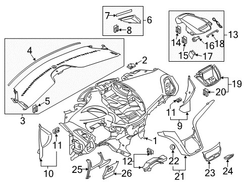 2013 Ford C-Max Instrument Panel Components Indicator Diagram for CJ5Z13E701A