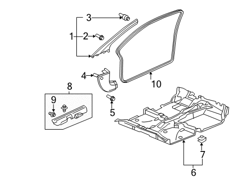 2008 Honda Civic Interior Trim - Pillars, Rocker & Floor Holder, Floor Mat Diagram for 83650SHJA01