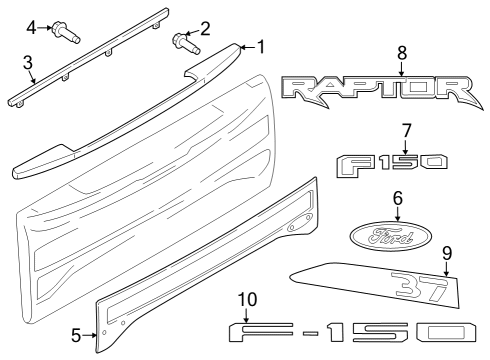 2018 Ford F-150 Exterior Trim - Tail Gate Nameplate Diagram for HL3Z9942528AB