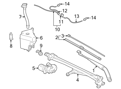 Wiper & Washer Components NUT, W/WASHER Diagram for 90182A0012
