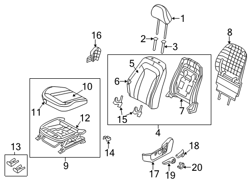2013 Kia Optima Driver Seat Components Front Seat Cushion Driver Covering Diagram for 881604C010AK9