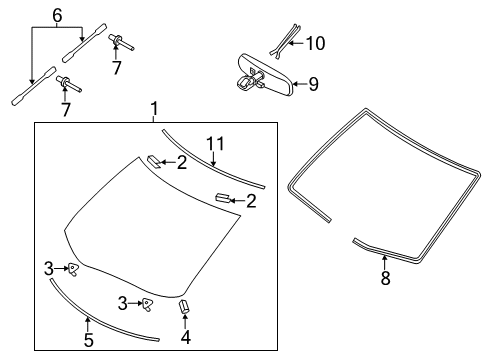 2012 Nissan Leaf Windshield Glass, Reveal Moldings Fastener-Moulding, Windshield Lower Diagram for 72726EG000