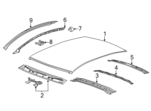 2016 Chevrolet Malibu Roof & Components Inner Rail Bracket Diagram for 22987753