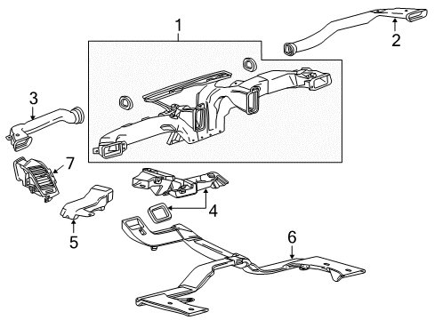 2015 Chevrolet Suburban Ducts Air Outlet Diagram for 23464301