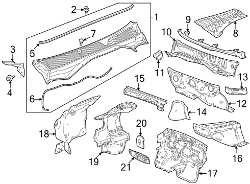 Cowl Cowl Grille Diagram for 42758061