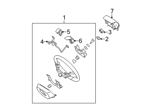 2008 Hyundai Elantra Steering Column & Wheel, Steering Gear & Linkage Steering Wheel Assembly Diagram for 561102H0007U