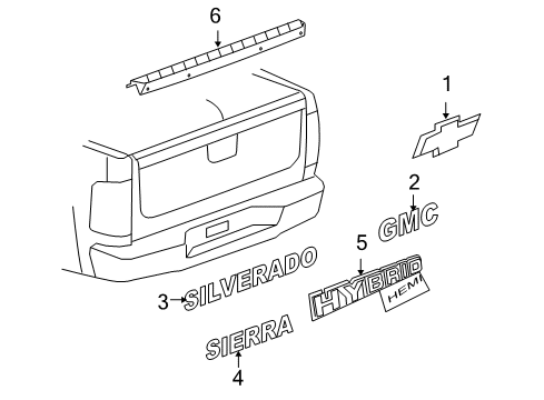 2009 Chevrolet Silverado 1500 Exterior Trim - Pick Up Box Nameplate Diagram for 15933399