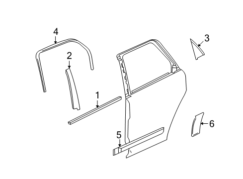 2008 Pontiac Torrent Exterior Trim - Rear Door Applique Diagram for 20766577