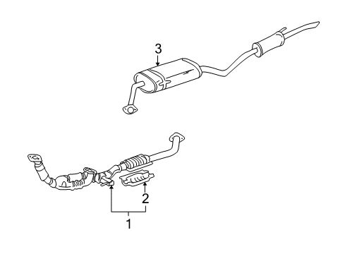 1999 Toyota Sienna Exhaust Components Muffler & Pipe Diagram for 174300A121
