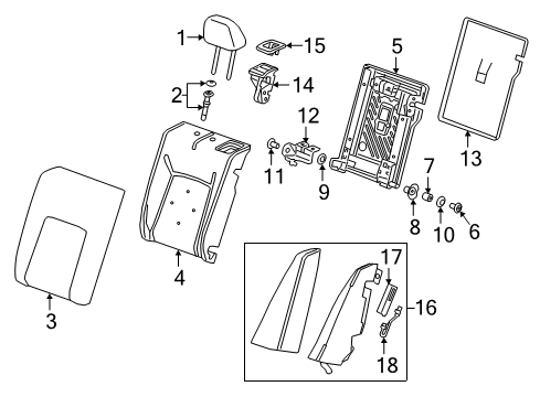 2018 Buick Regal TourX Rear Seat Components Hinge Diagram for 13516115