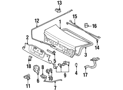 1996 Honda Accord Trunk Stopper, Trunk Lid Diagram for 74827SP0000