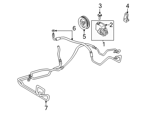 2004 Buick LeSabre P/S Pump & Hoses, Steering Gear & Linkage Return Hose Diagram for 25727229