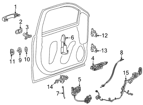 2022 Cadillac Escalade ESV Lock & Hardware Handle Base Diagram for 13539610