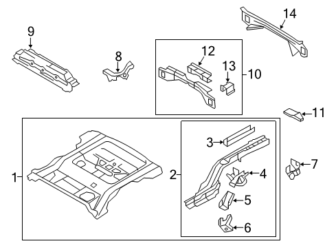 2010 Mercury Mariner Rear Body - Floor & Rails Rear Body Panel Diagram for 8L8Z7810928A