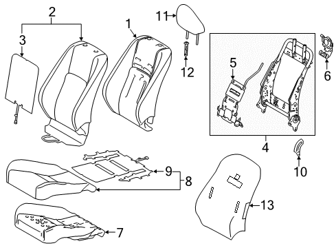 2014 Lexus IS250 Passenger Seat Components Front Seat Back Cover Sub-Assembly, Right (For Separate Type) Diagram for 7107353D01A5