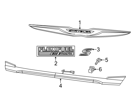 2013 Chrysler 200 Exterior Trim - Trunk Lid Screw-Pan Head Diagram for 6510406AA