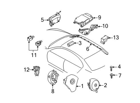 2010 BMW 550i Air Bag Components Airbag Module, Driver'S Side Diagram for 32306783826