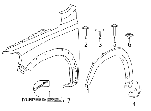 1987 Dodge Diplomat Exterior Trim - Fender Wheel Opening Flare Diagram for 6MS34GXHAC