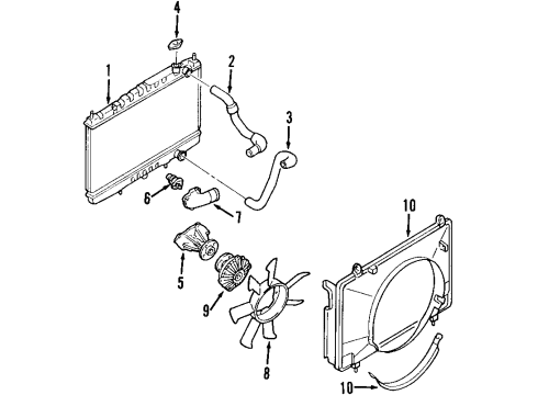2002 Nissan Xterra Cooling System, Radiator, Water Pump, Cooling Fan, Belts & Pulleys Pump Assy-Water Diagram for 210104S126