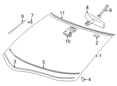 2018 Nissan Leaf Windshield Glass Base Assy-Inside Mirror Diagram for 963279Y000
