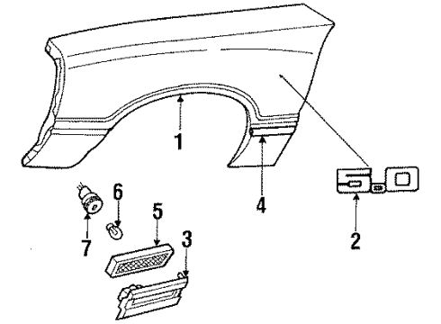 1985 Mercury Capri License Lamps License Lamp Diagram for D9ZZ13550A
