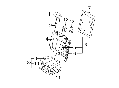 2007 Hyundai Santa Fe Third Row Seats Board Assembly-3RD Seat Back LH Diagram for 893700W400J4