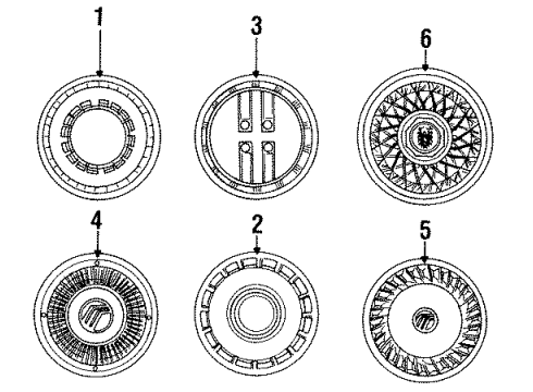 1992 Mercury Topaz Wheel Covers & Trim Cover Diagram for F26Y1130A