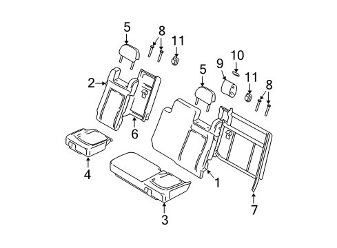 2006 Ford Expedition Rear Seat Components Seat Cushion Pad Diagram for 2L1Z7863841AA