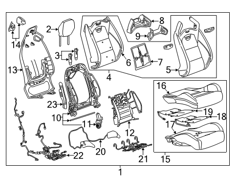 2016 Cadillac ATS Passenger Seat Components Upper Support Diagram for 23315647