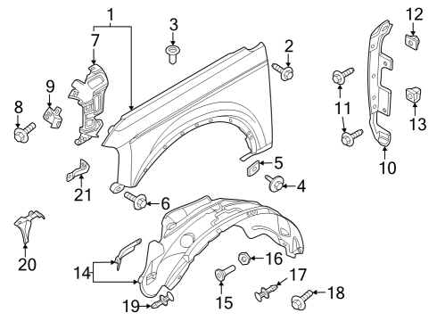 2022 Ford Bronco Fender & Components Filler Nut Diagram for W721459S439