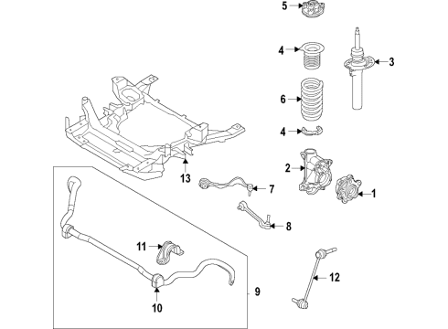 2021 BMW M3 Front Suspension, Lower Control Arm, Ride Control, Stabilizer Bar, Suspension Components CARRIER, LEFT Diagram for 31208095663