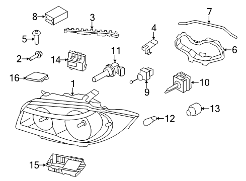 2012 BMW 128i Bulbs Support Diagram for 63126924671