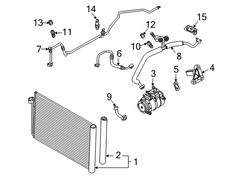 2006 BMW 650i A/C Condenser, Compressor & Lines Air Conditioning Compressor Diagram for 64509174805