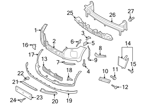 2021 Hyundai Palisade Bumper & Components - Front Grille-Front Bumper Diagram for 86530S8BA0
