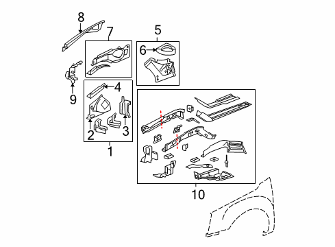 2010 Cadillac DTS Structural Components & Rails Rear Panel Diagram for 25784700