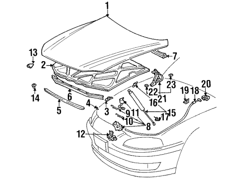 1998 Lexus SC300 Hood & Components Retainer, Hood Silencer Diagram for 5334924020