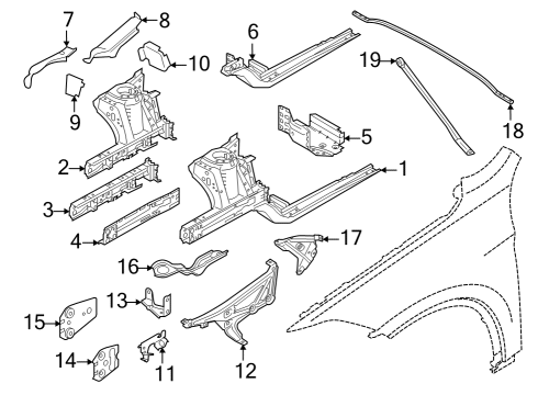 2017 BMW X1 Structural Components & Rails Holder, Brake Hose, Left Diagram for 41007386989