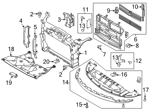 2014 Ford Special Service Police Sedan Radiator Support Radiator Shutter Assembly Diagram for DG1Z8475B
