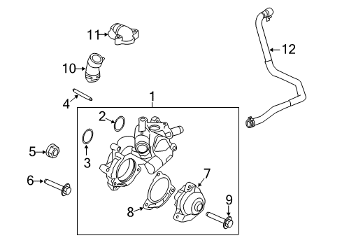 2012 Ford Escape Water Pump Water Pump Assembly Gasket Diagram for 9L8Z8C387B