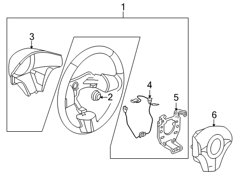 2009 Pontiac Solstice Steering Column & Wheel Steering Wheel Diagram for 15907718