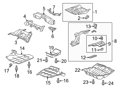 2016 Acura TLX Floor & Rails, Exterior Trim Stiffener, RR. Jack Diagram for 65553TA0A00ZZ